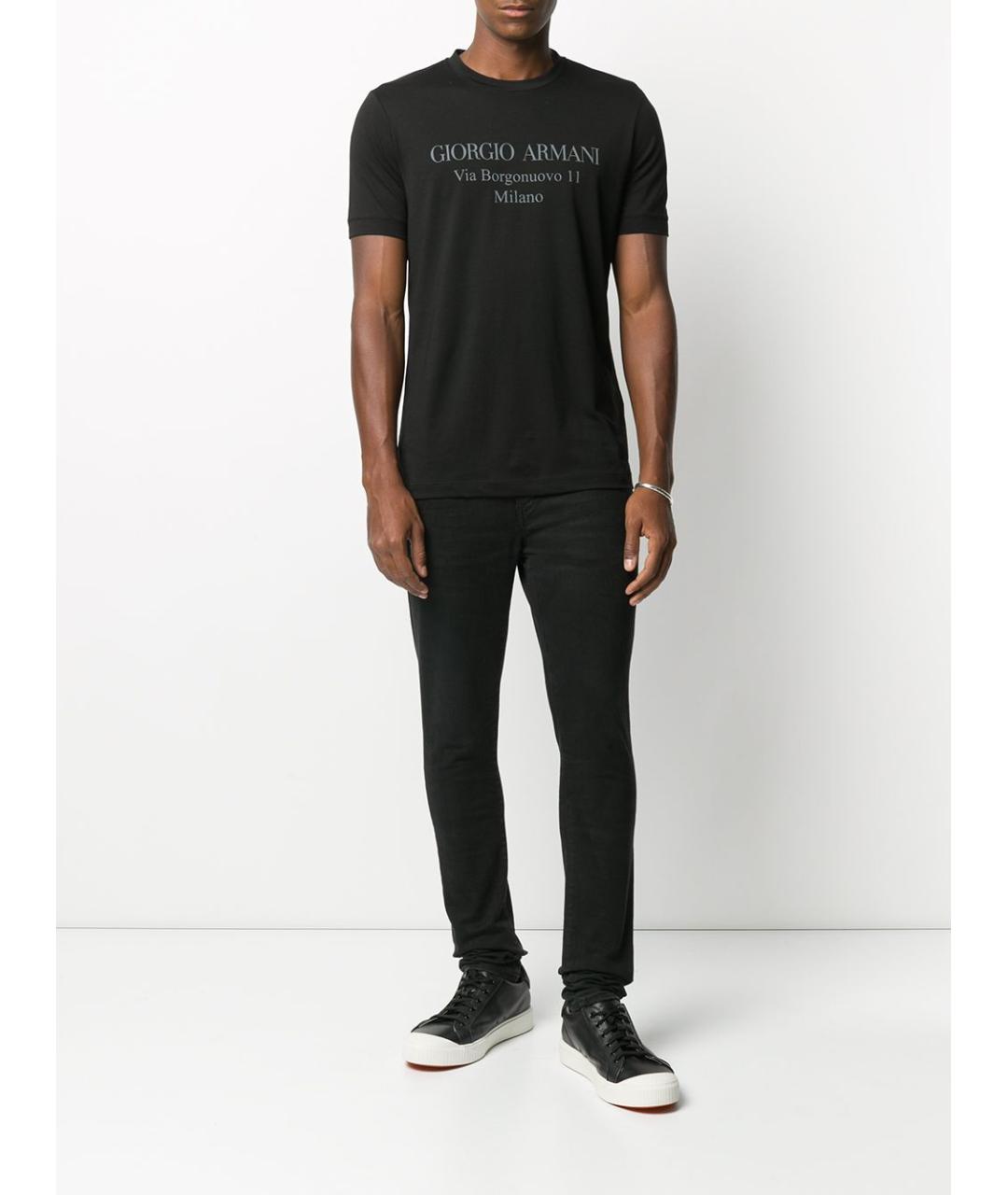 GIORGIO ARMANI Черная хлопковая футболка, фото 5