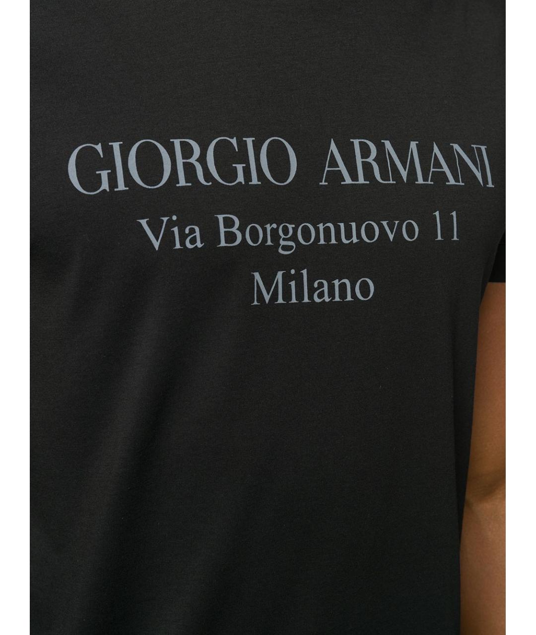 GIORGIO ARMANI Черная хлопковая футболка, фото 2