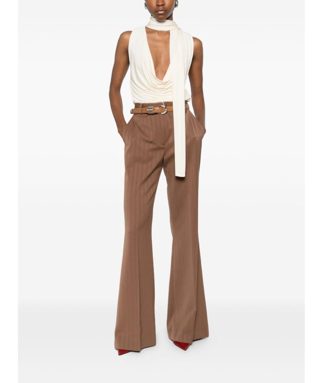 STELLA MCCARTNEY Коричневые шерстяные брюки широкие, фото 3