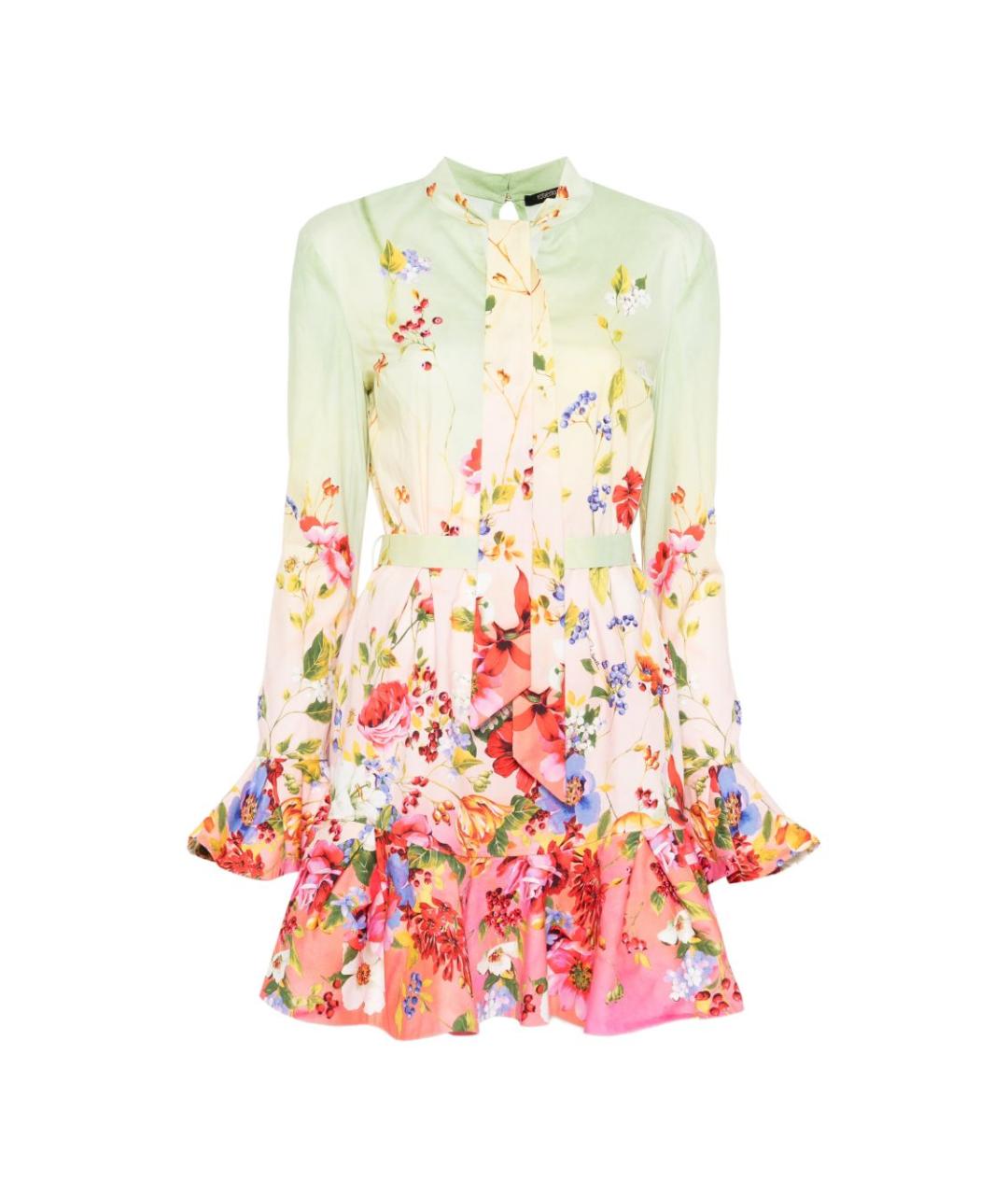 ROBERTO CAVALLI Мульти хлопковое платье, фото 1