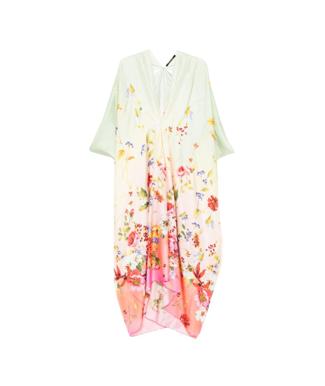 ROBERTO CAVALLI Зеленые шелковое платье, фото 1