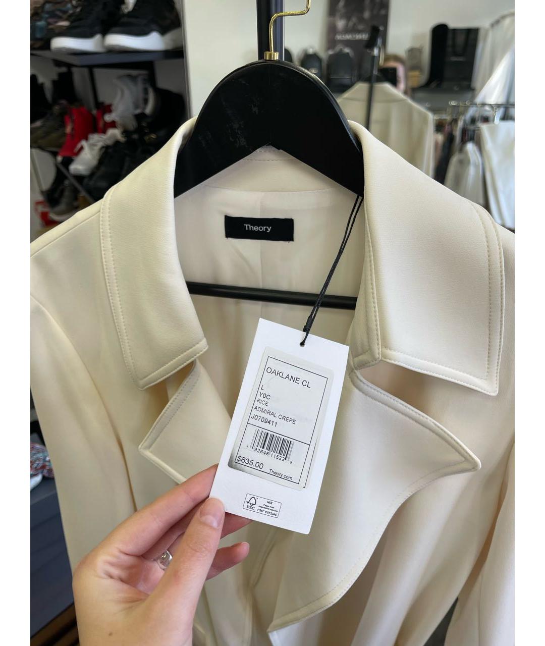 THEORY Бежевый ацетатный тренч/плащ, фото 7