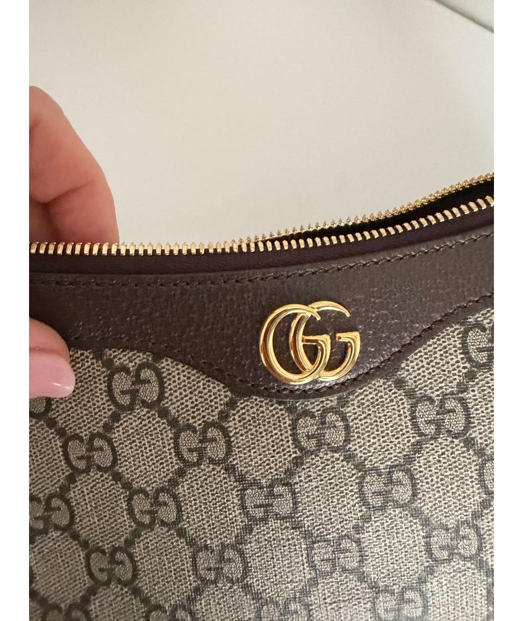 GUCCI Коричневая кожаная сумка с короткими ручками, фото 2