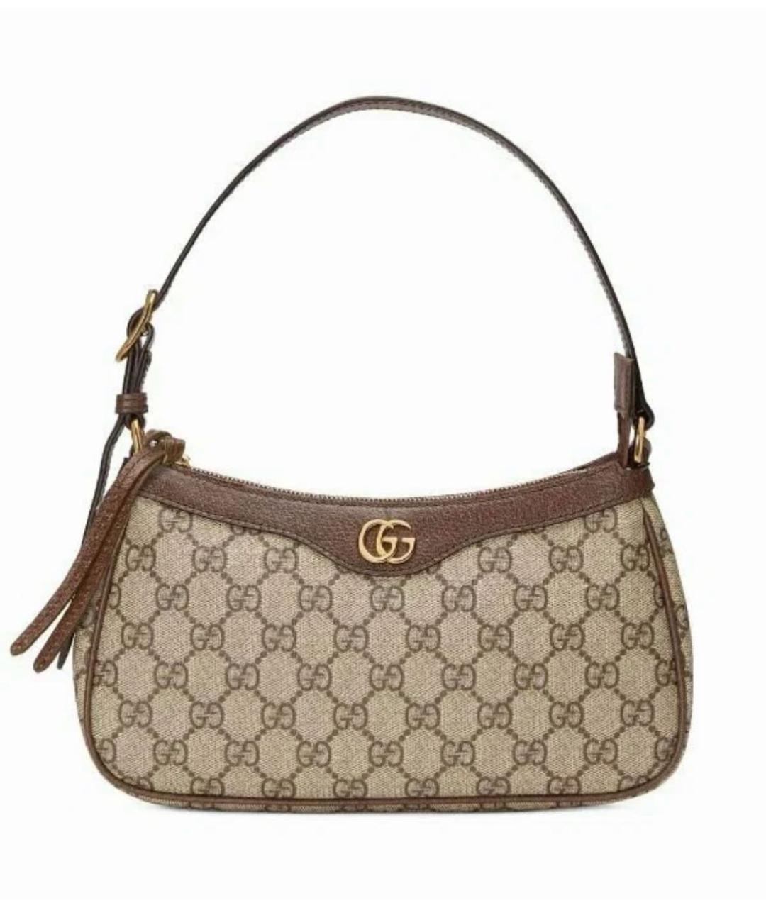 GUCCI Коричневая кожаная сумка с короткими ручками, фото 1