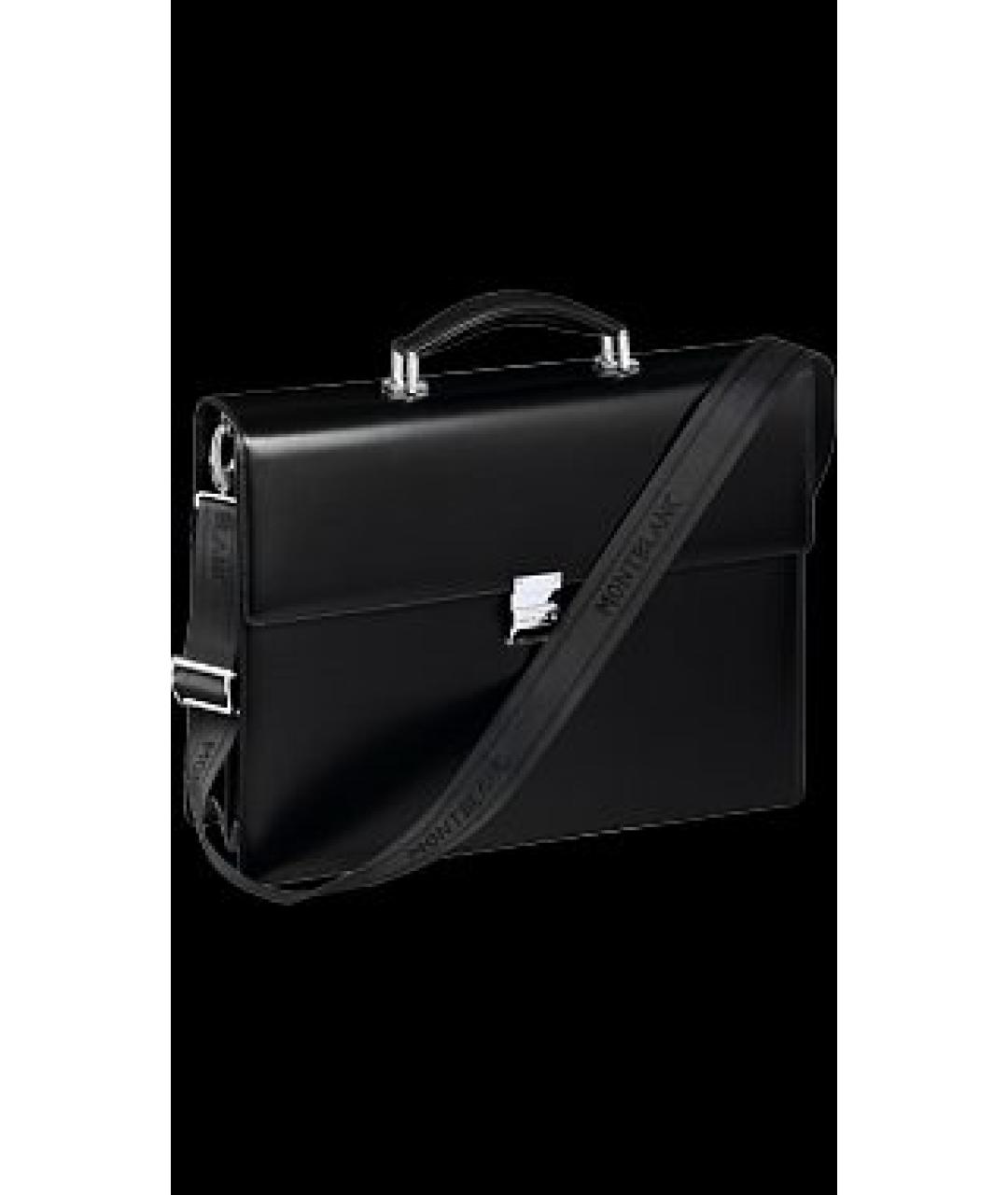 MONTBLANC Черный кожаный портфель, фото 4