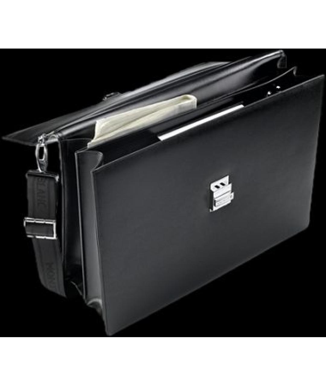 MONTBLANC Черный кожаный портфель, фото 2