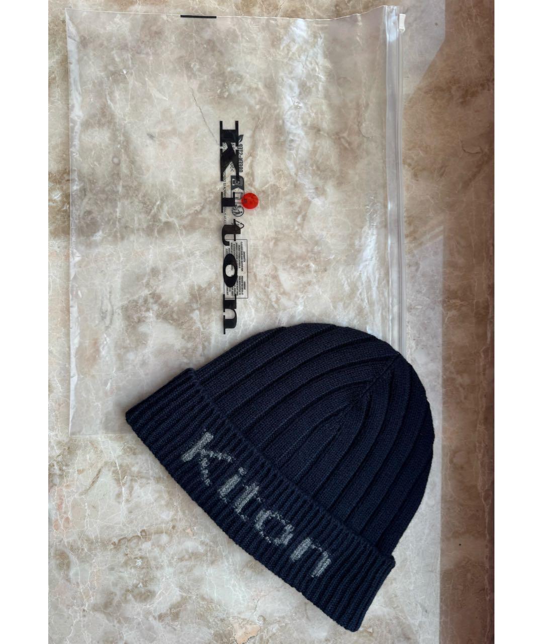 KITON Темно-синяя кашемировая шапка, фото 5