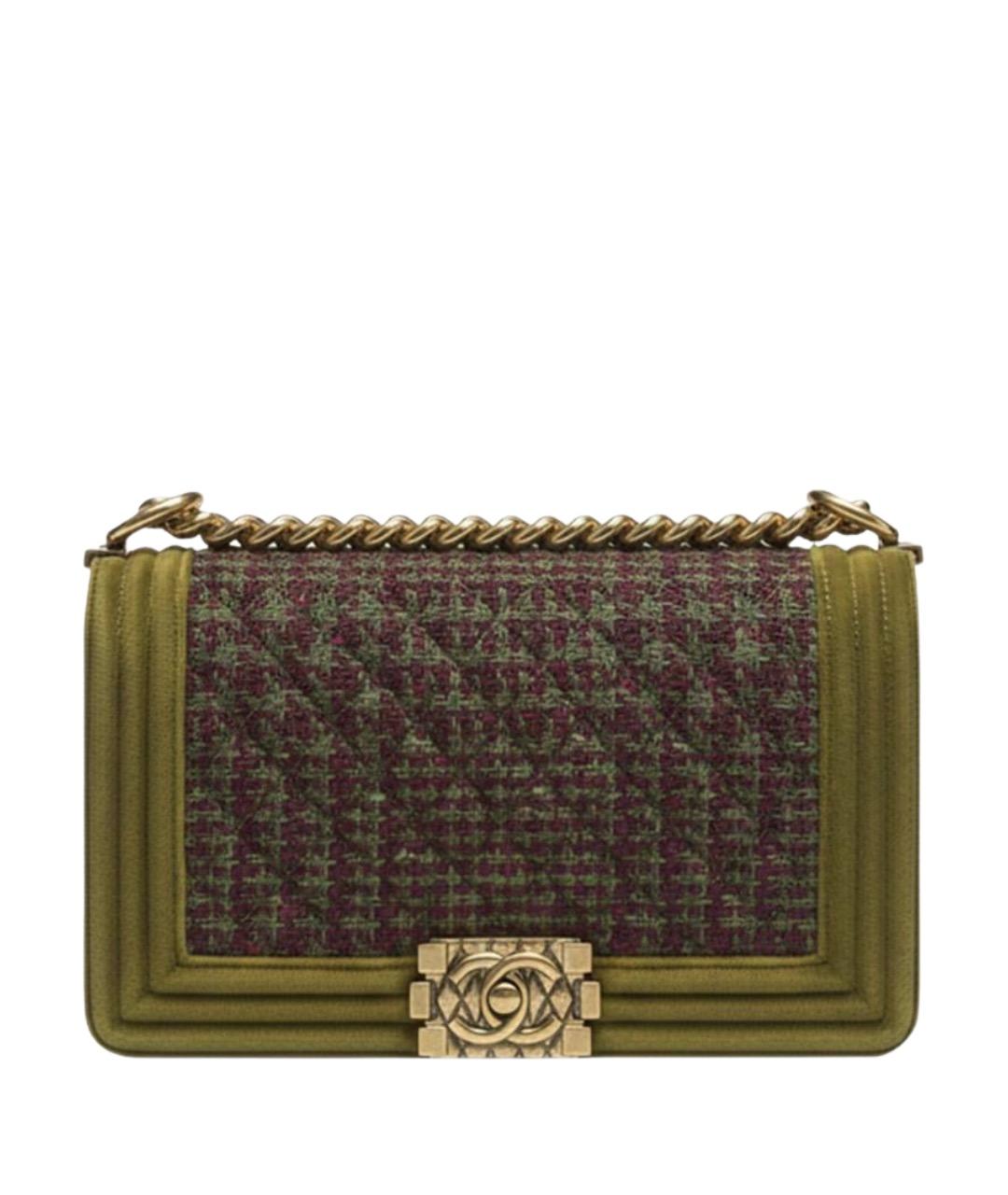 CHANEL Зеленая бархатная сумка через плечо, фото 1