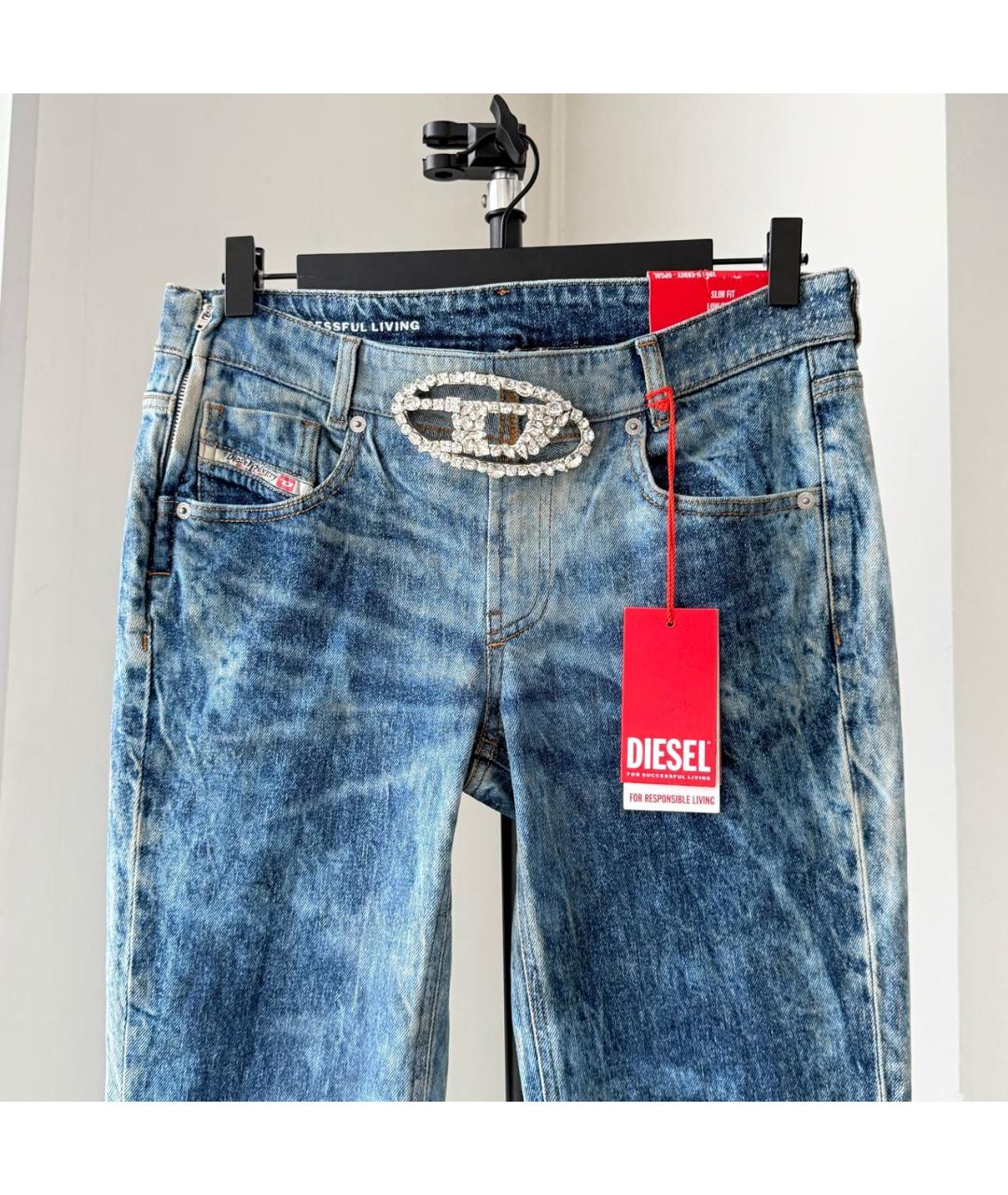 DIESEL Голубые хлопковые джинсы клеш, фото 3