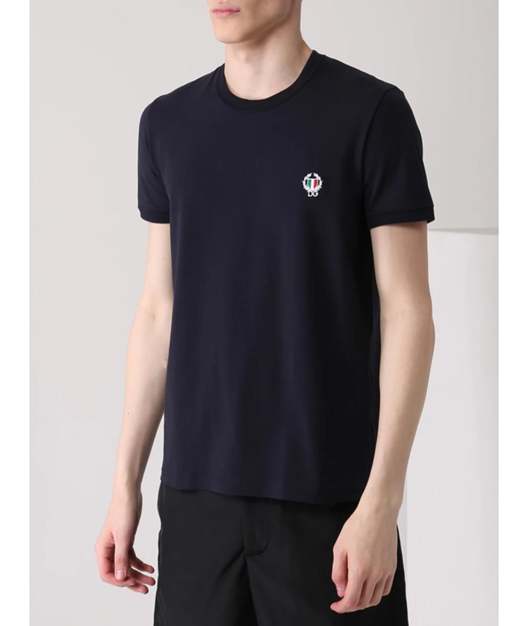 DOLCE&GABBANA Синяя хлопковая футболка, фото 2