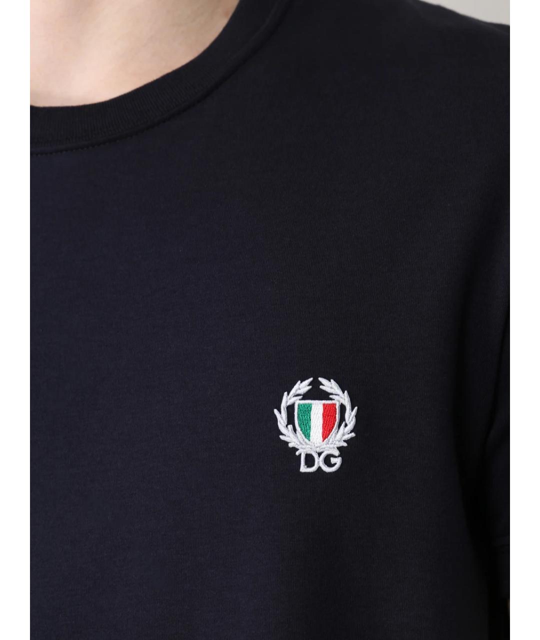 DOLCE&GABBANA Синяя хлопковая футболка, фото 4