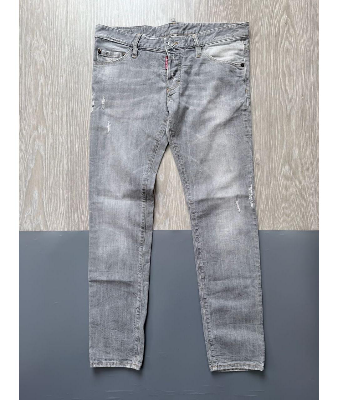 DSQUARED2 Серые хлопко-эластановые джинсы скинни, фото 7