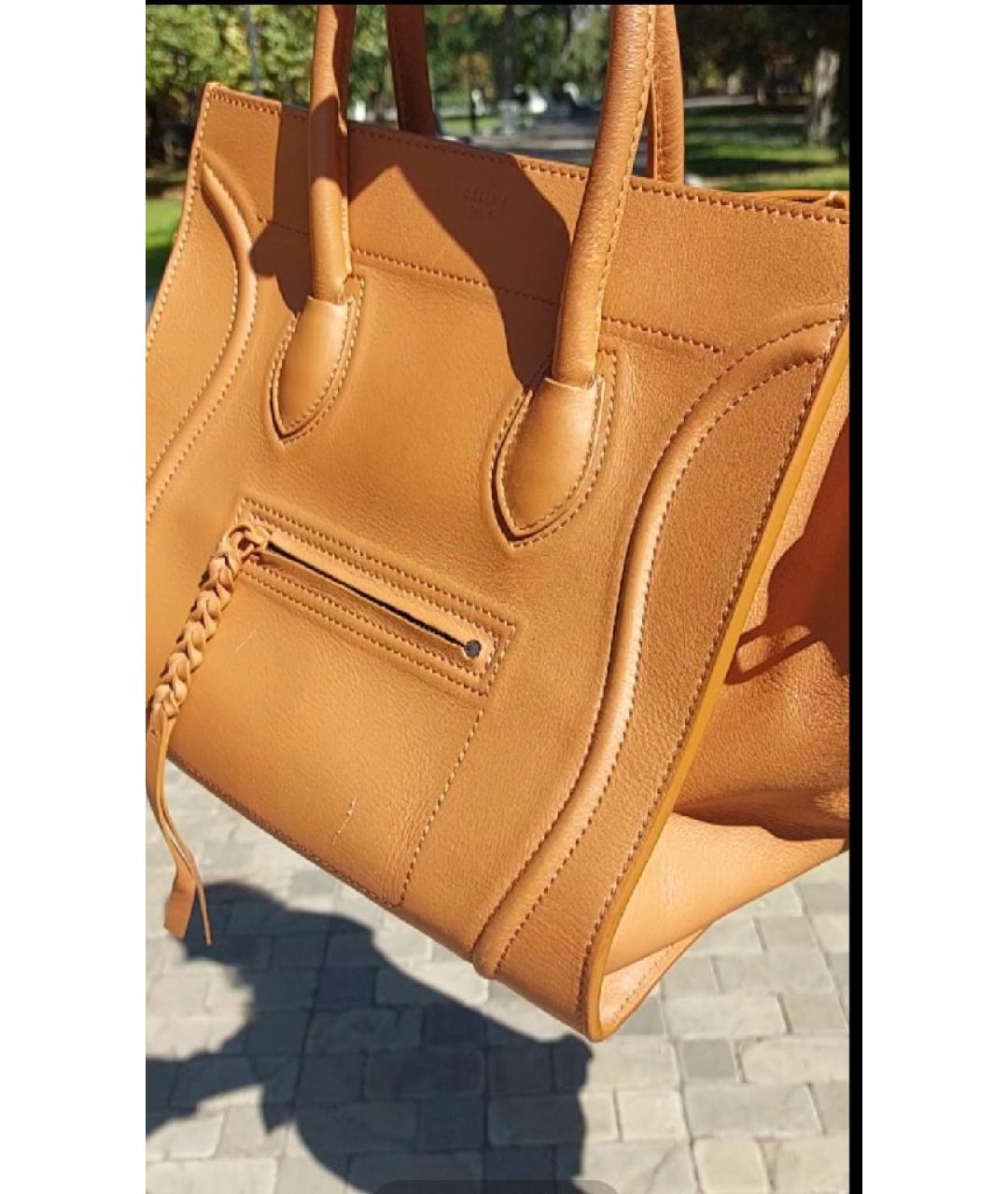 CELINE Горчичная кожаная сумка тоут, фото 4