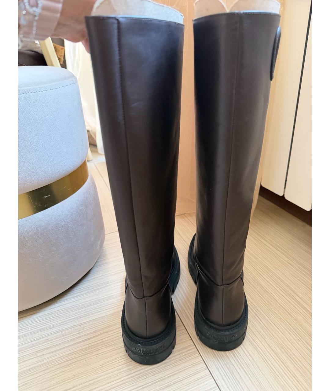 VALENTINO Коричневые кожаные сапоги, фото 4