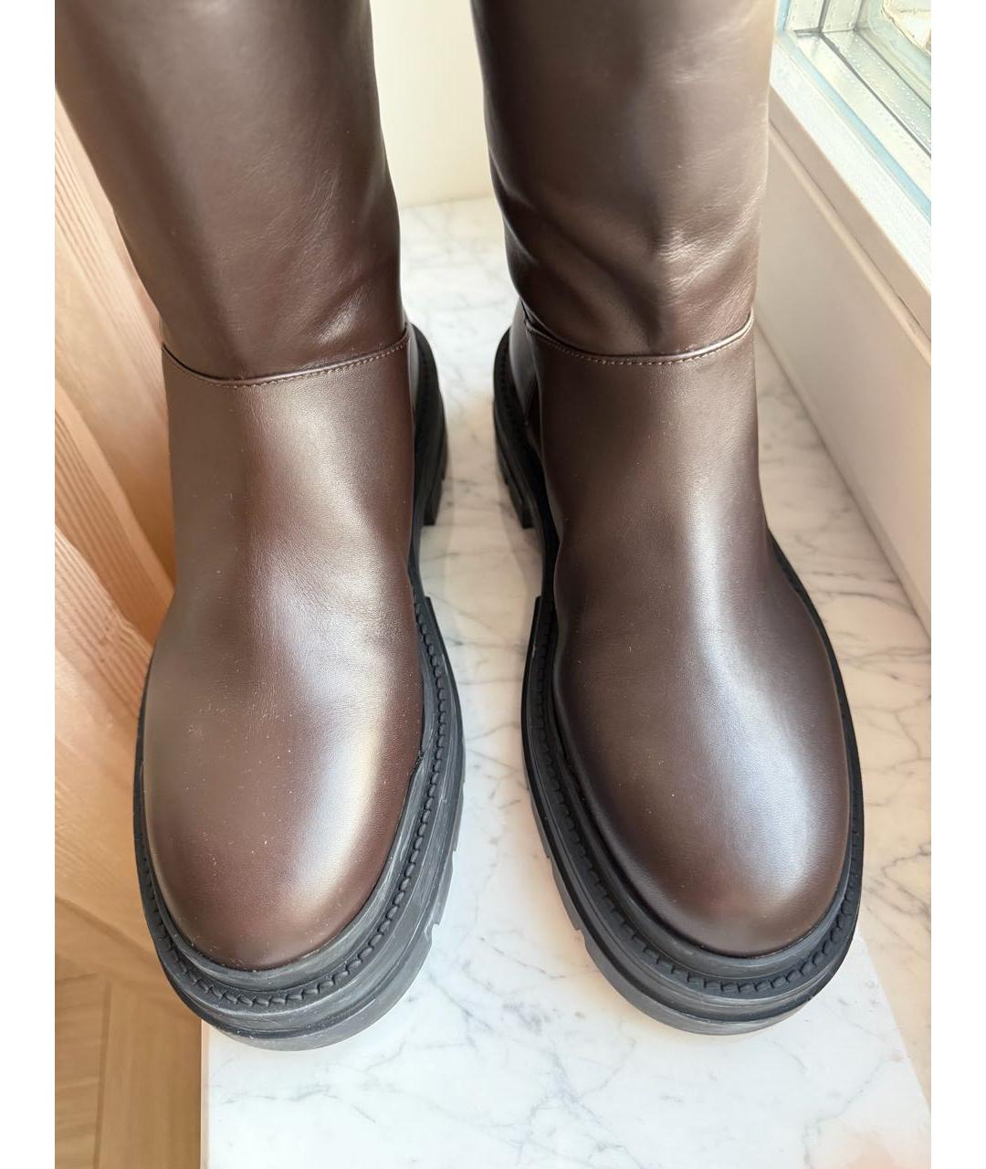 VALENTINO Коричневые кожаные сапоги, фото 3