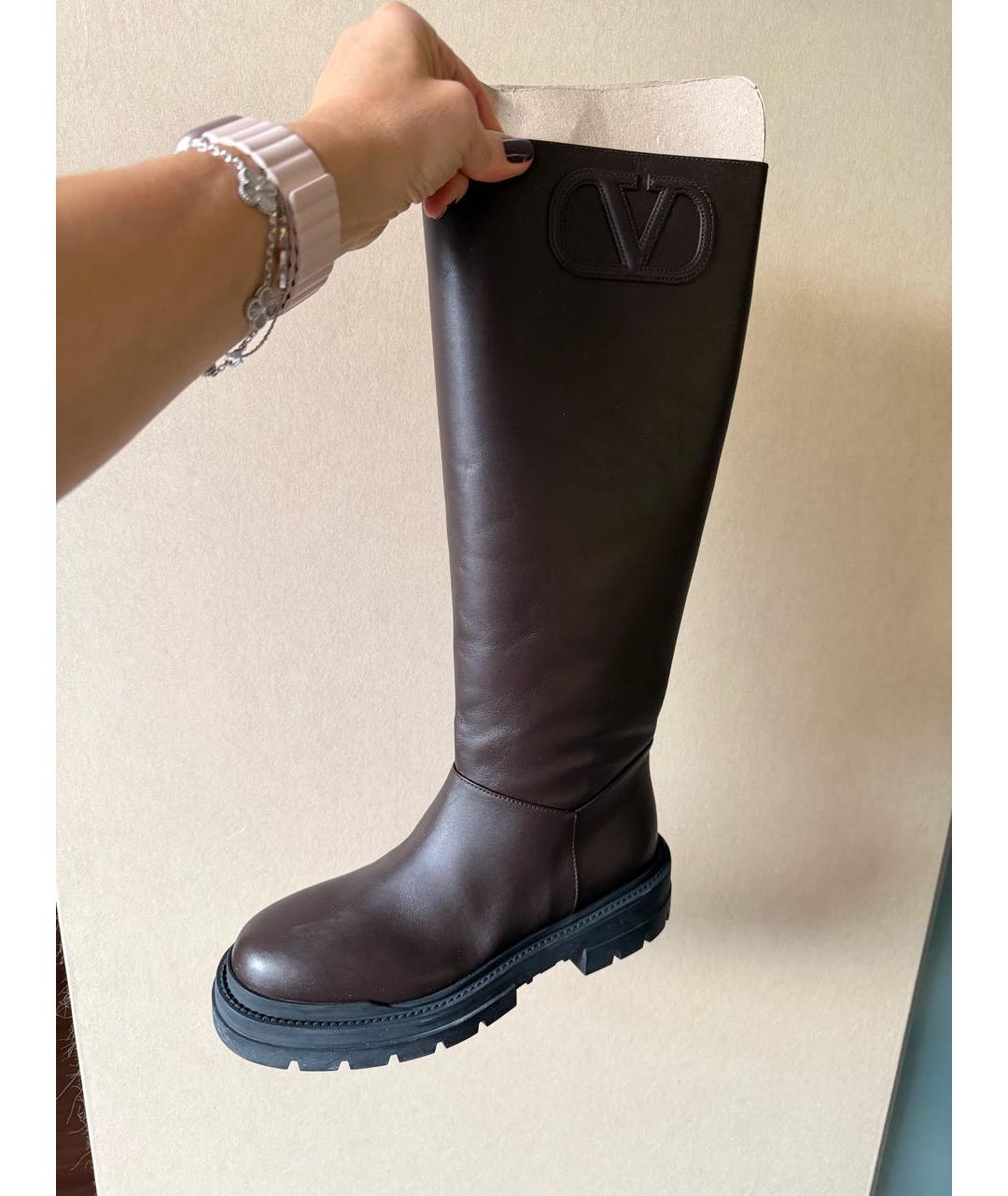 VALENTINO Коричневые кожаные сапоги, фото 8