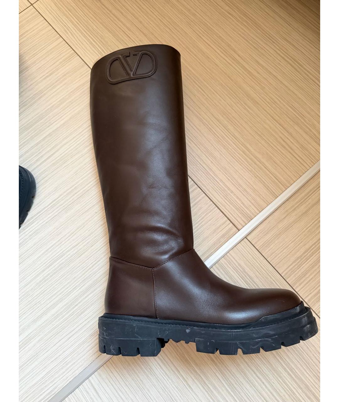 VALENTINO Коричневые кожаные сапоги, фото 9