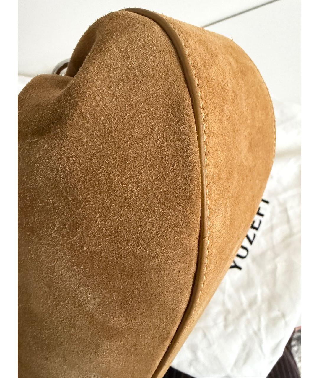 YUZEFI Бежевая замшевая сумка через плечо, фото 2