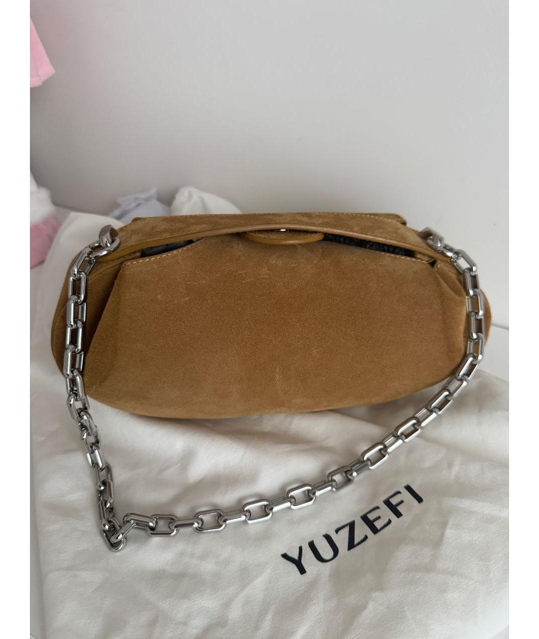 YUZEFI Бежевая замшевая сумка через плечо, фото 5