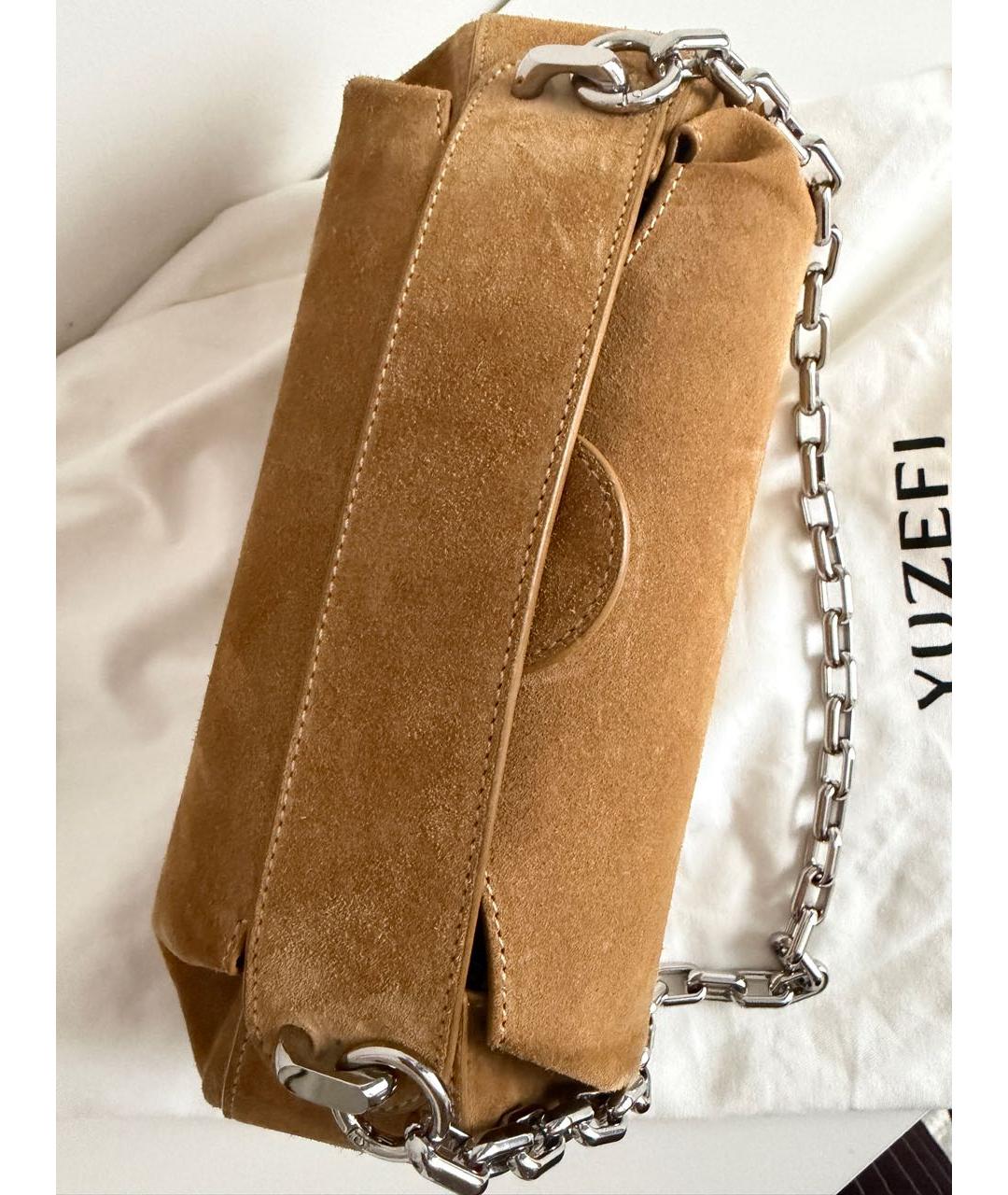YUZEFI Бежевая замшевая сумка через плечо, фото 3