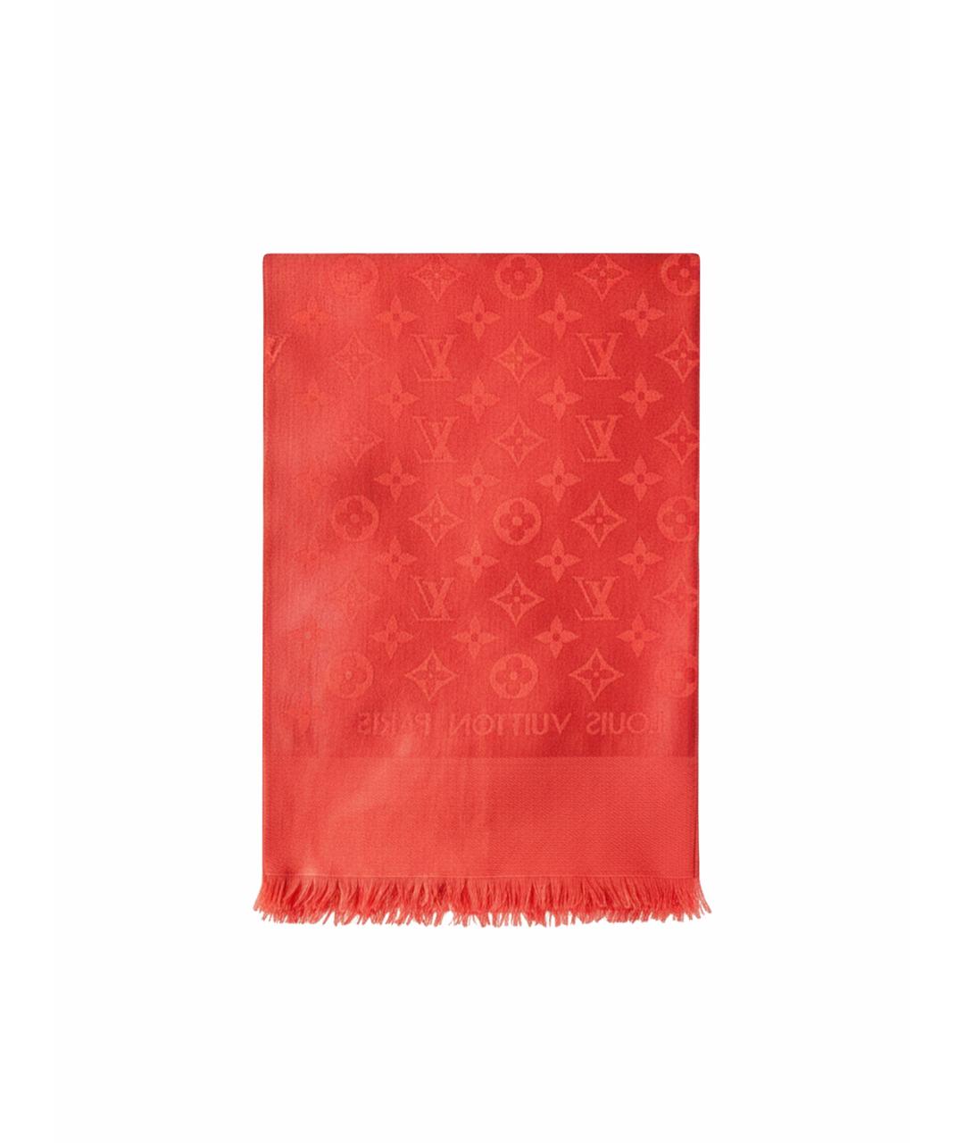LOUIS VUITTON Красный шелковый платок, фото 1