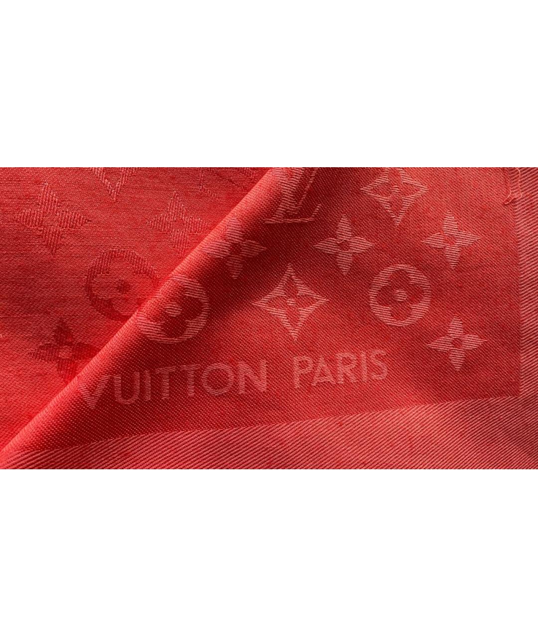 LOUIS VUITTON Красный шелковый платок, фото 2