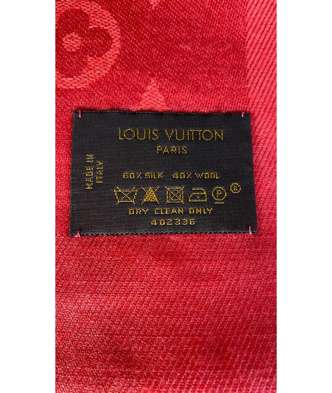LOUIS VUITTON Красный шелковый платок, фото 3
