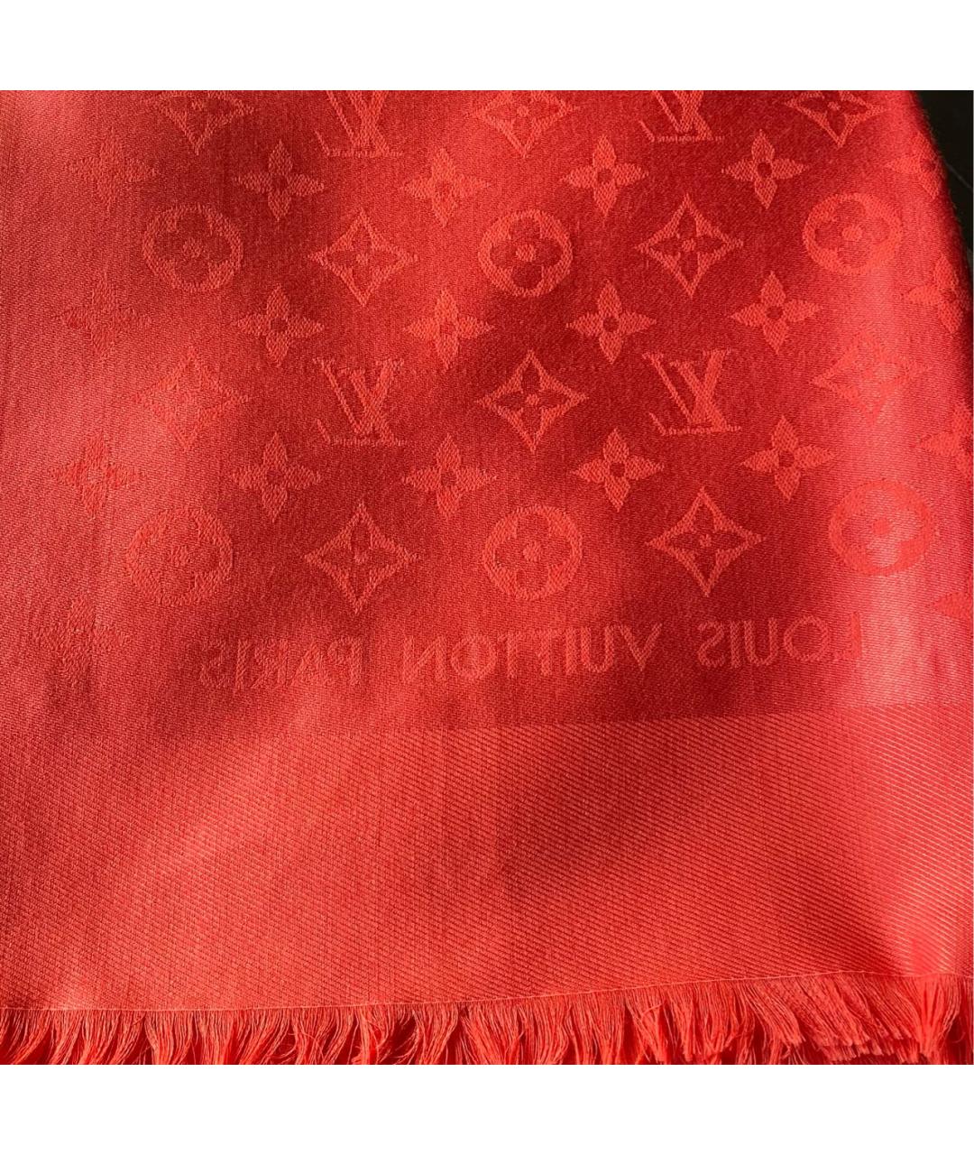 LOUIS VUITTON Красный шелковый платок, фото 6