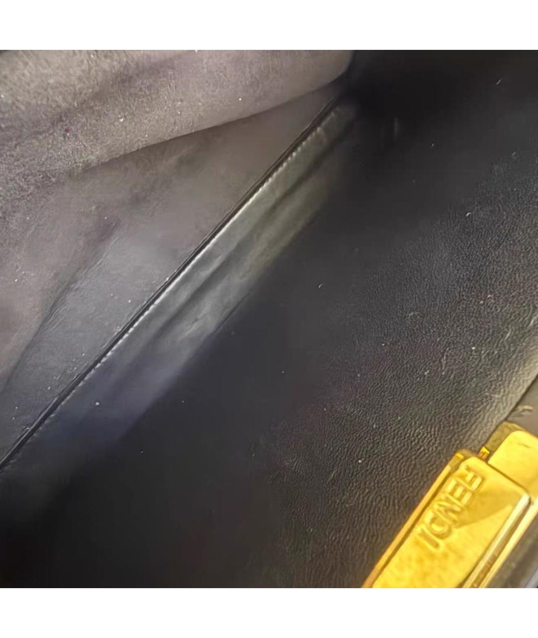 FENDI Черная кожаная сумка с короткими ручками, фото 7