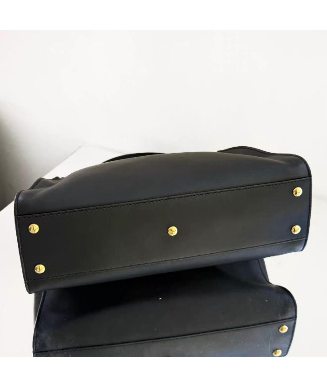 FENDI Черная кожаная сумка с короткими ручками, фото 4