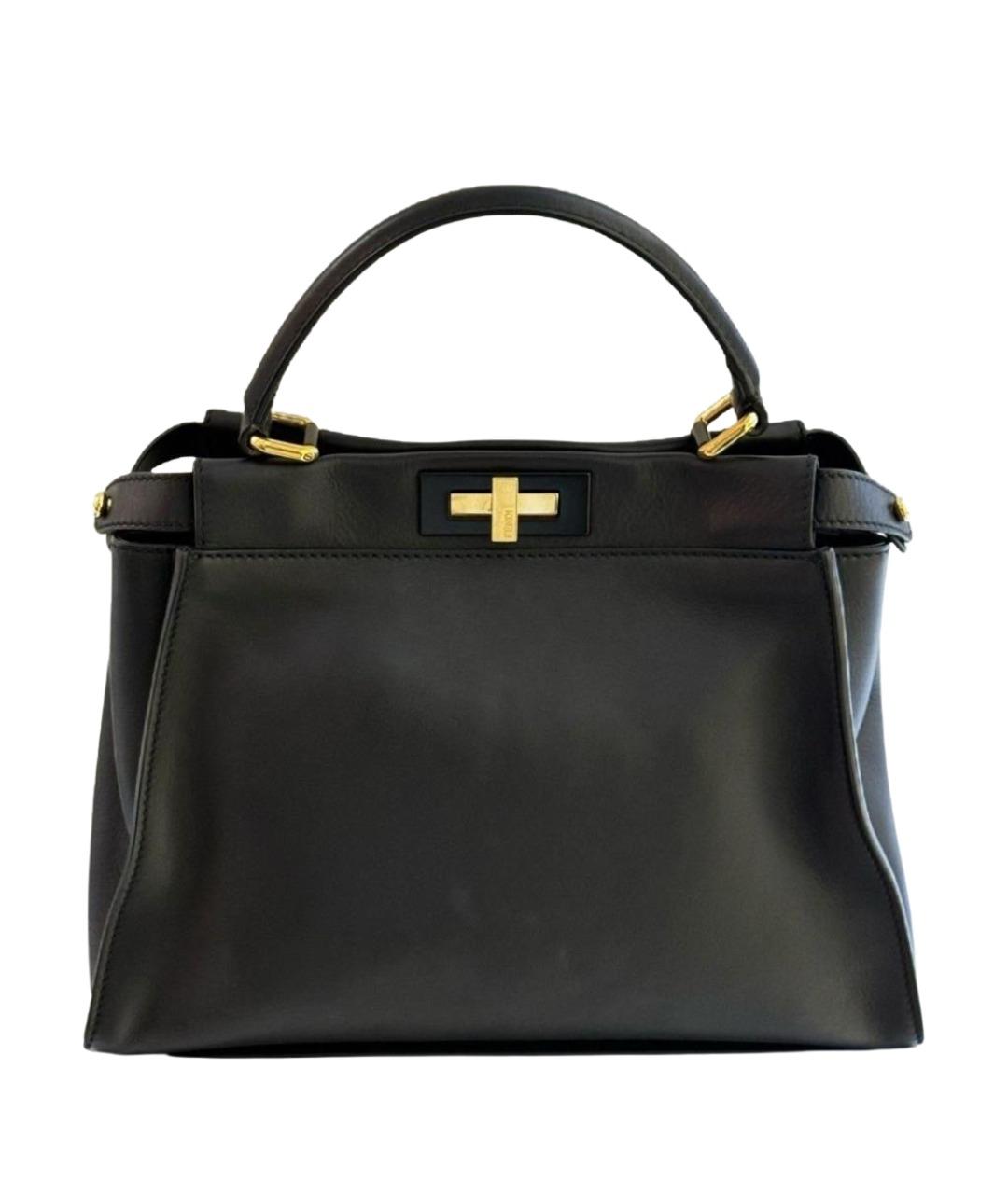 FENDI Черная кожаная сумка с короткими ручками, фото 1