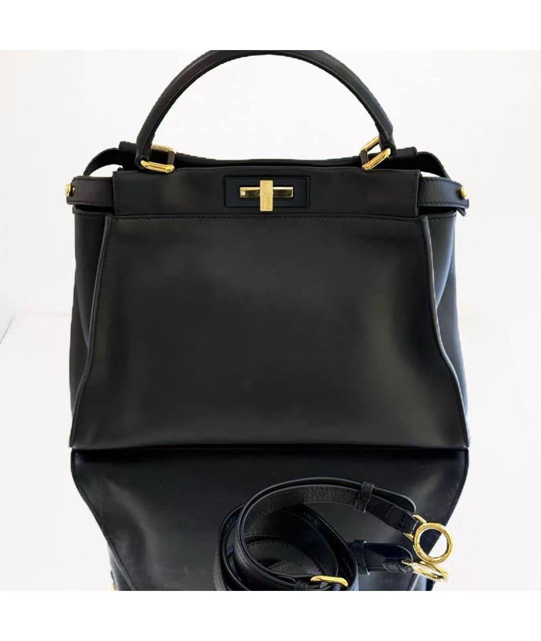 FENDI Черная кожаная сумка с короткими ручками, фото 2
