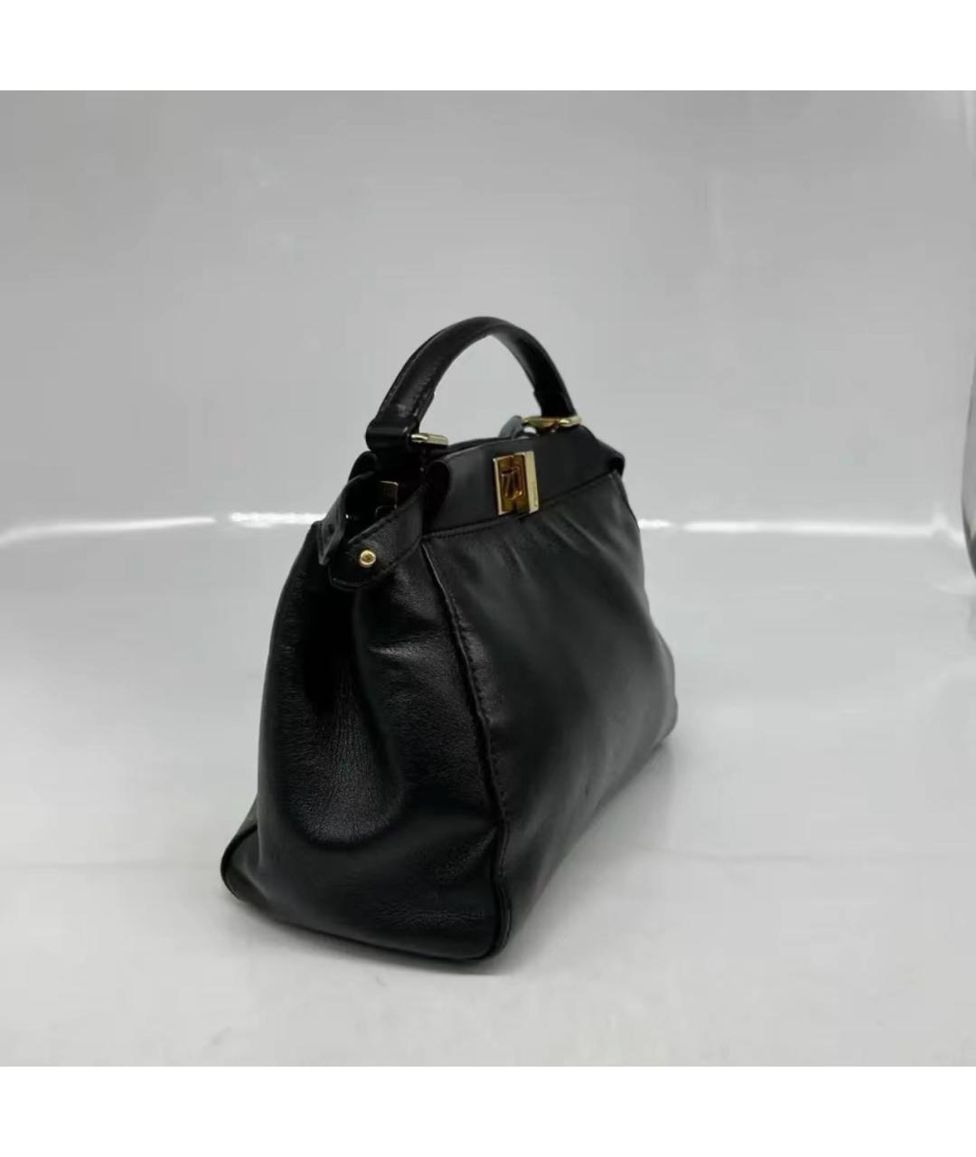 FENDI Черная кожаная сумка с короткими ручками, фото 6