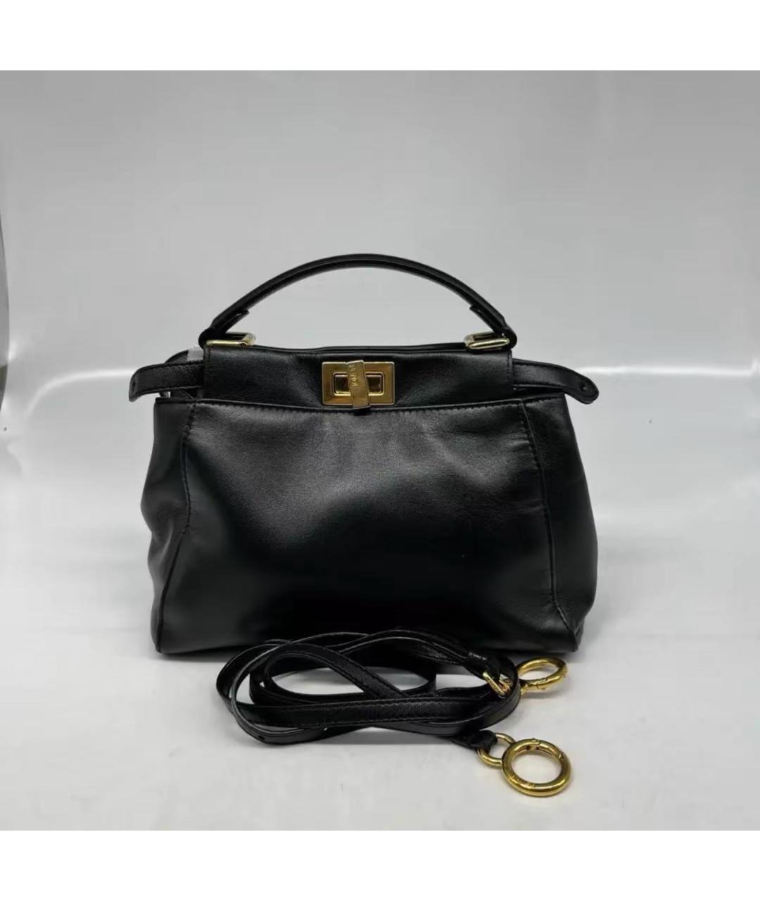 FENDI Черная кожаная сумка с короткими ручками, фото 9