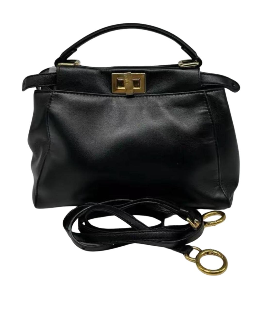 FENDI Черная кожаная сумка с короткими ручками, фото 1