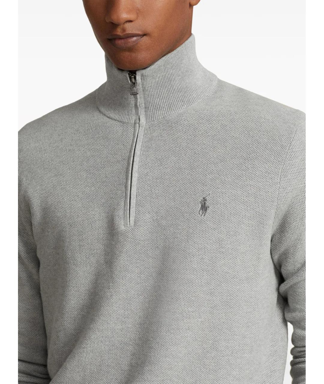 POLO RALPH LAUREN Серый хлопко-эластановый джемпер / свитер, фото 5