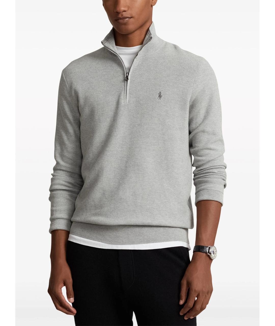 POLO RALPH LAUREN Серый хлопко-эластановый джемпер / свитер, фото 3