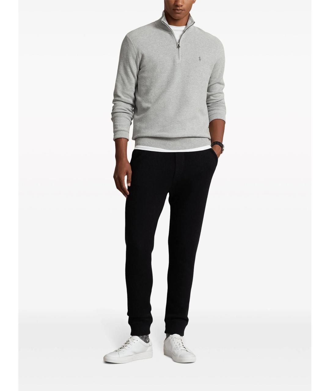 POLO RALPH LAUREN Серый хлопко-эластановый джемпер / свитер, фото 2