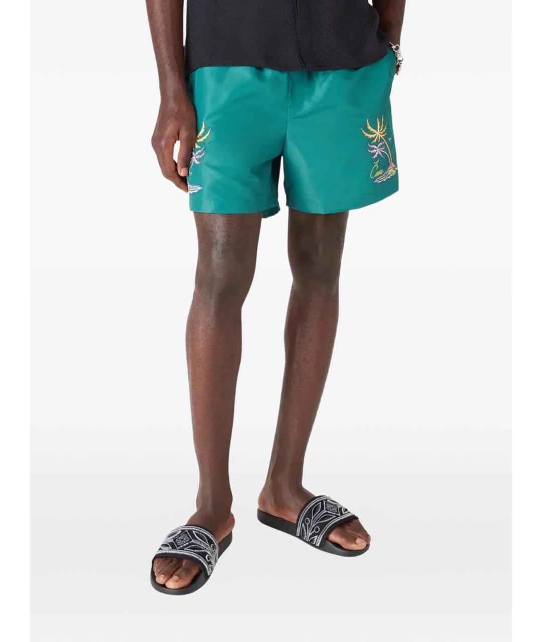 CASABLANCA Бирюзовые полиэстеровые шорты, фото 4