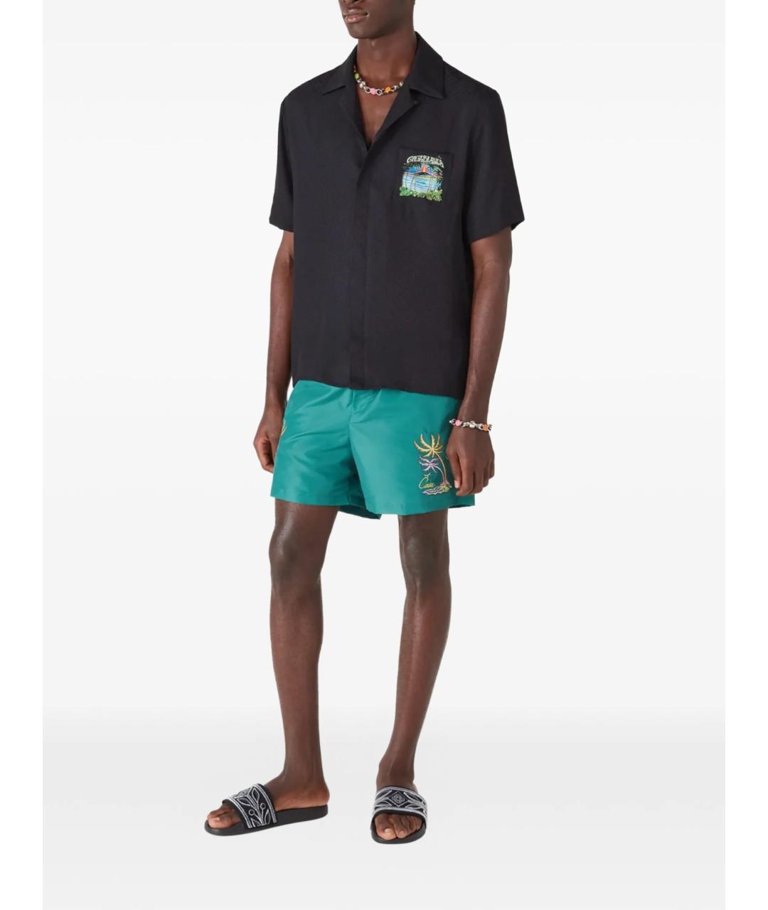 CASABLANCA Бирюзовые полиэстеровые шорты, фото 2