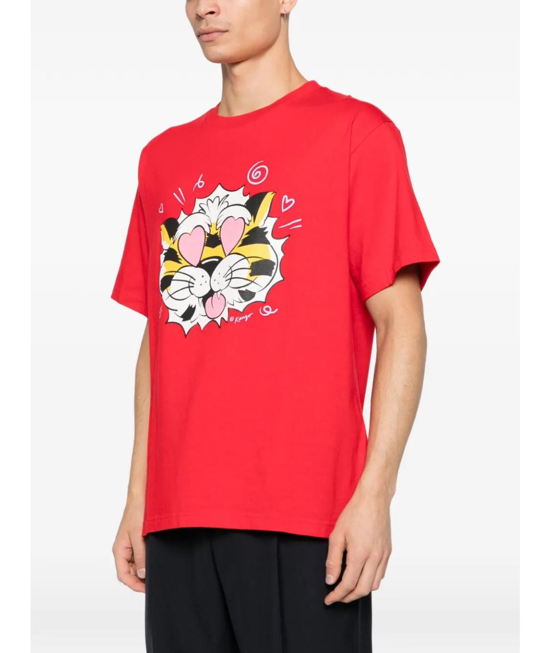 KENZO Красная хлопковая футболка, фото 3