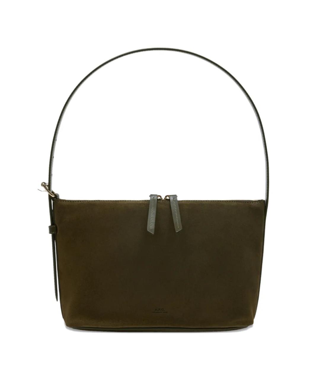 A.P.C. Хаки кожаная сумка с короткими ручками, фото 1