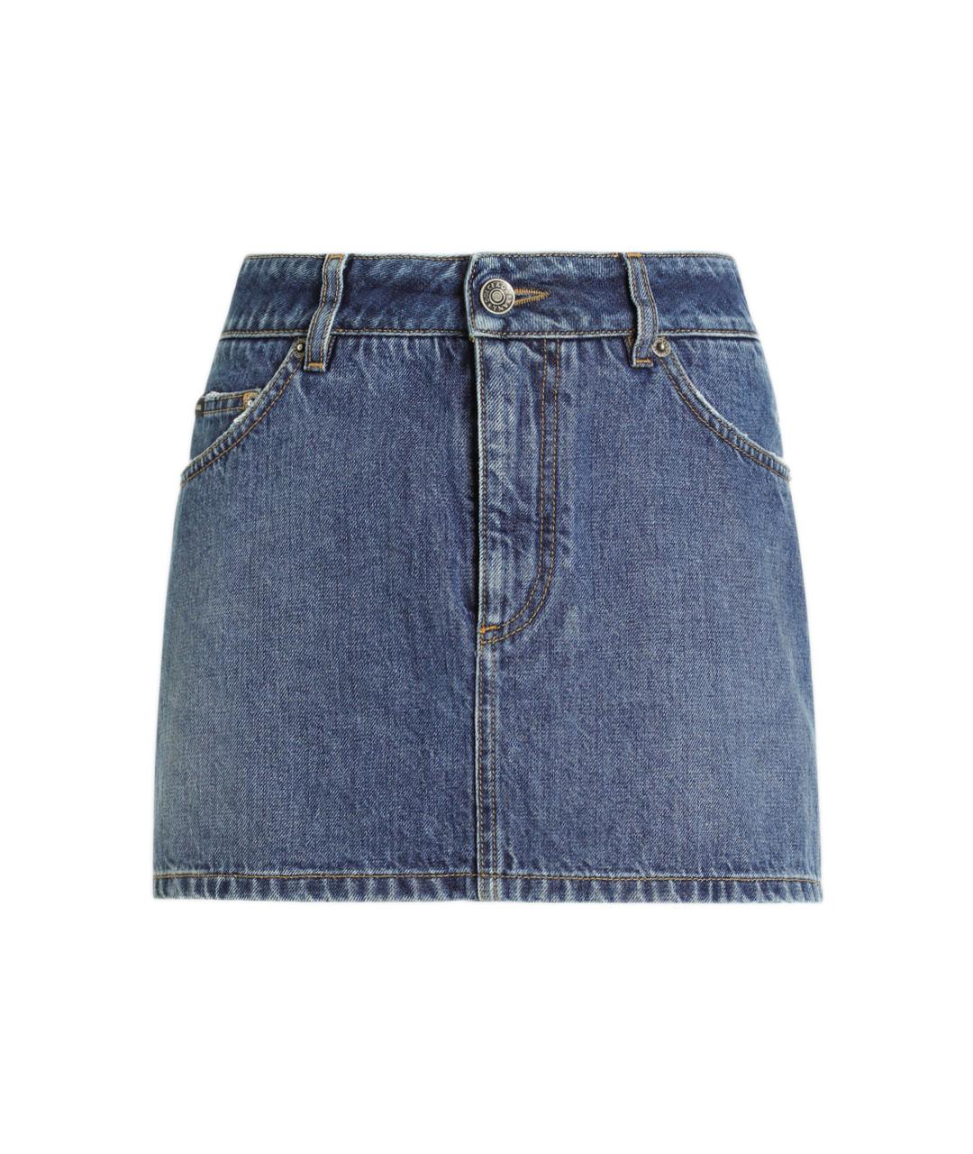 DOLCE&GABBANA Голубая хлопковая юбка мини, фото 1