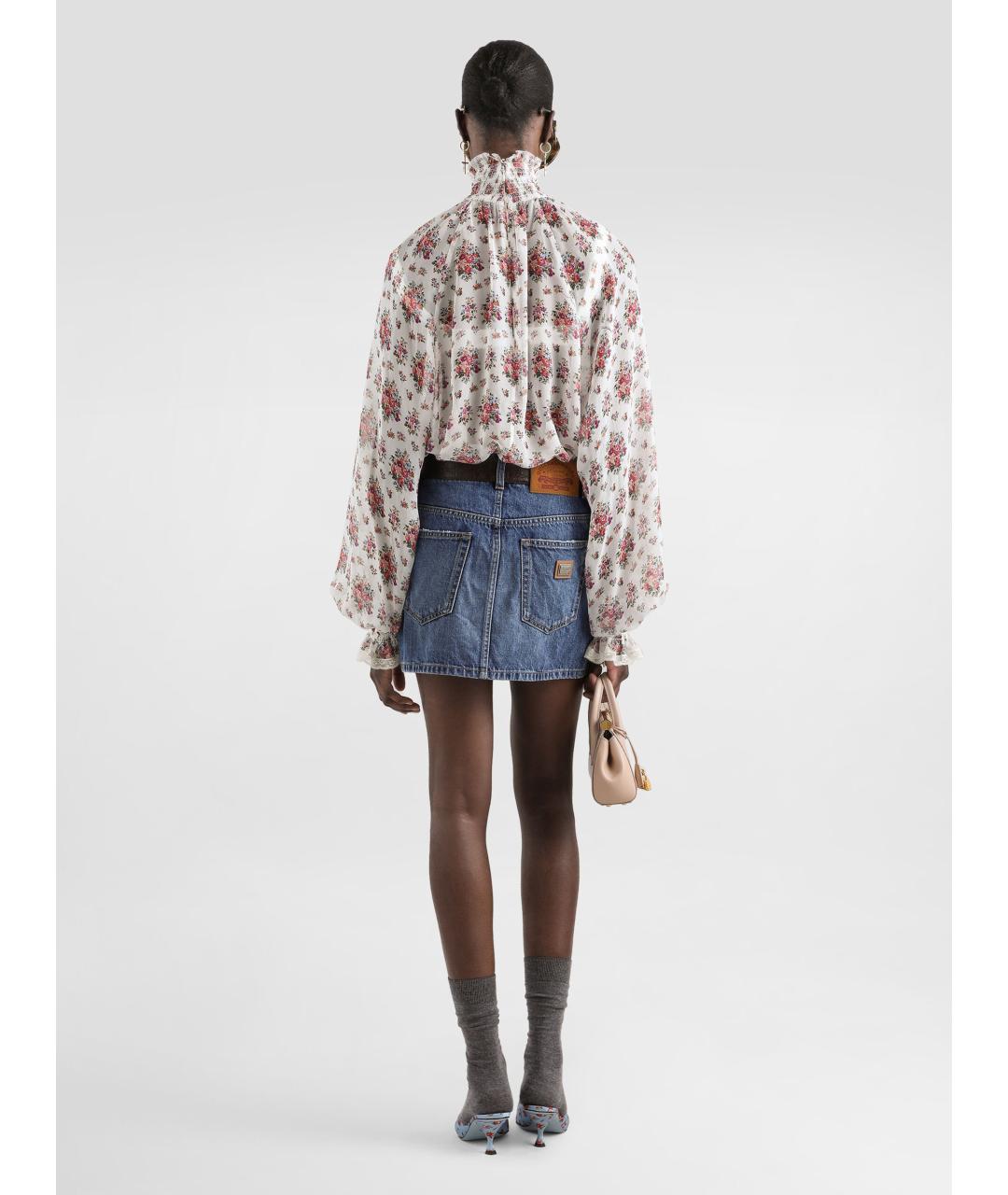 DOLCE&GABBANA Голубая хлопковая юбка мини, фото 3