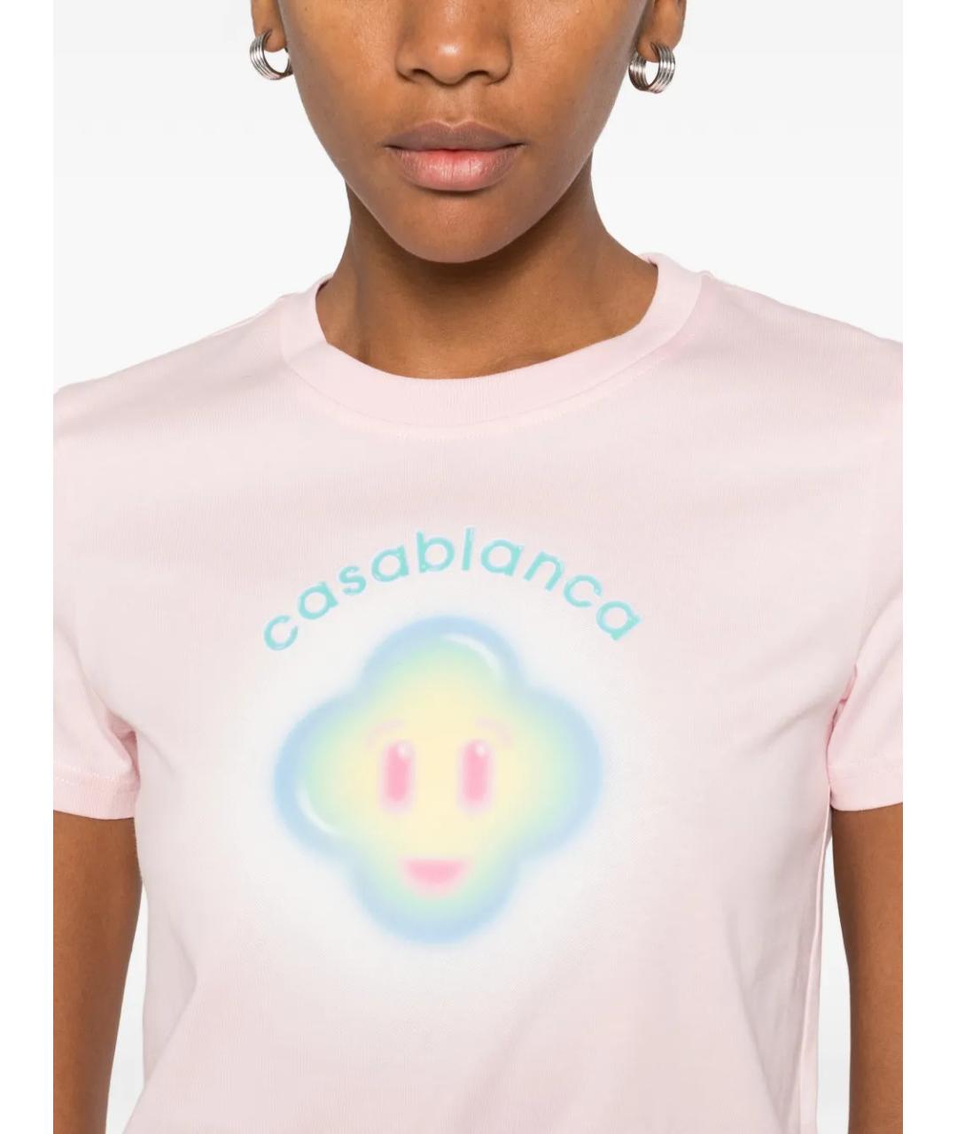 CASABLANCA Розовая хлопковая футболка, фото 5