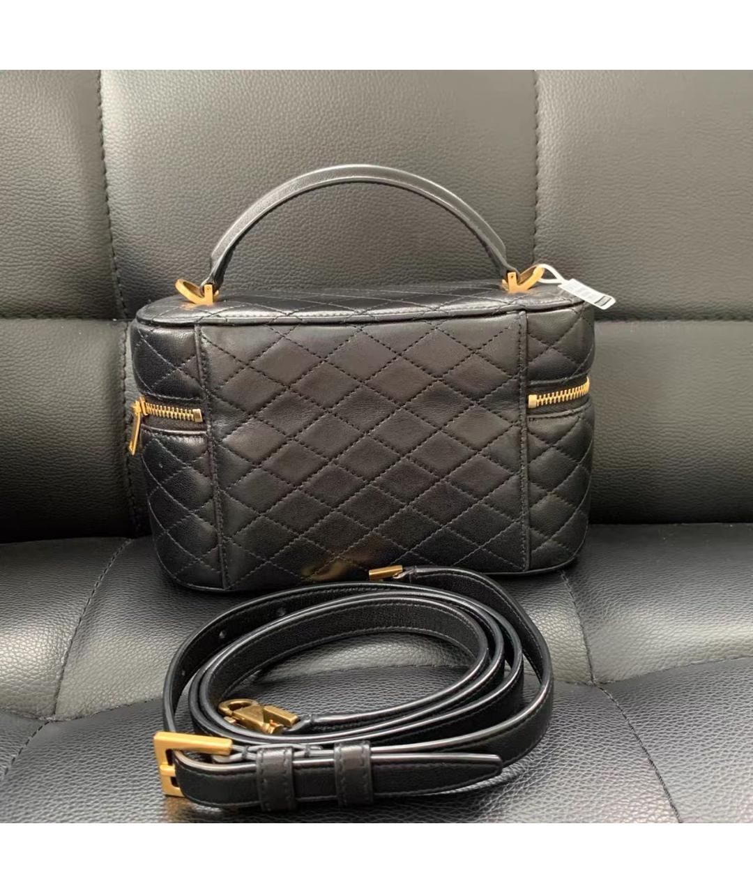 SAINT LAURENT Черная кожаная сумка с короткими ручками, фото 2