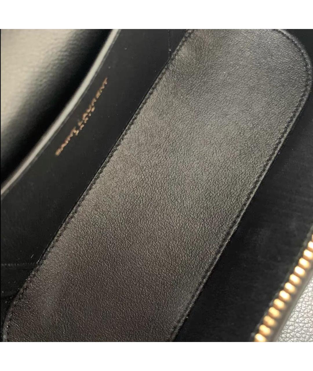 SAINT LAURENT Черная кожаная сумка с короткими ручками, фото 3