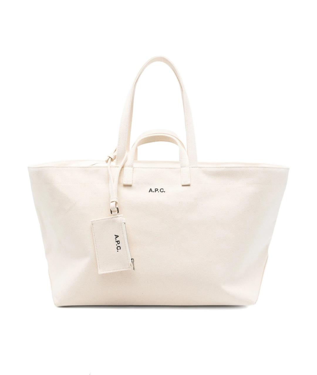 A.P.C. Белая тканевая сумка тоут, фото 1