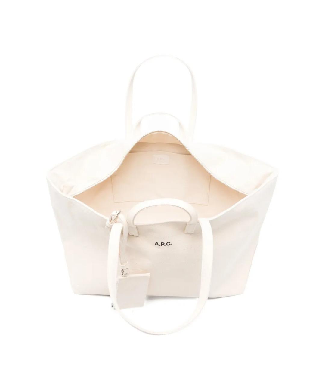 A.P.C. Белая тканевая сумка тоут, фото 5