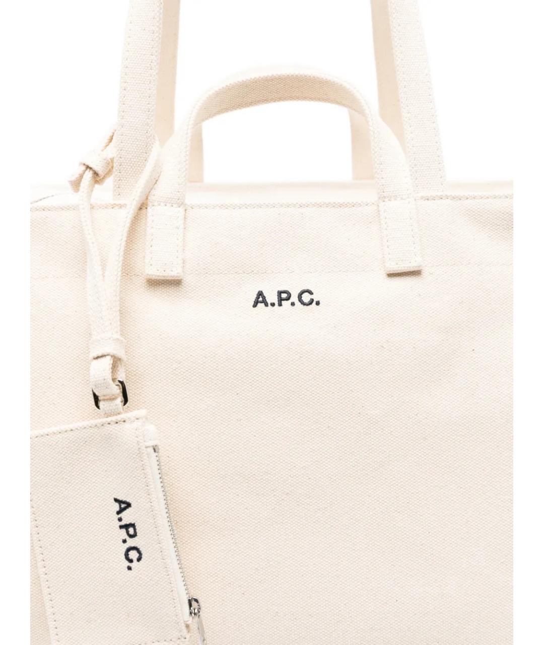 A.P.C. Белая тканевая сумка тоут, фото 4